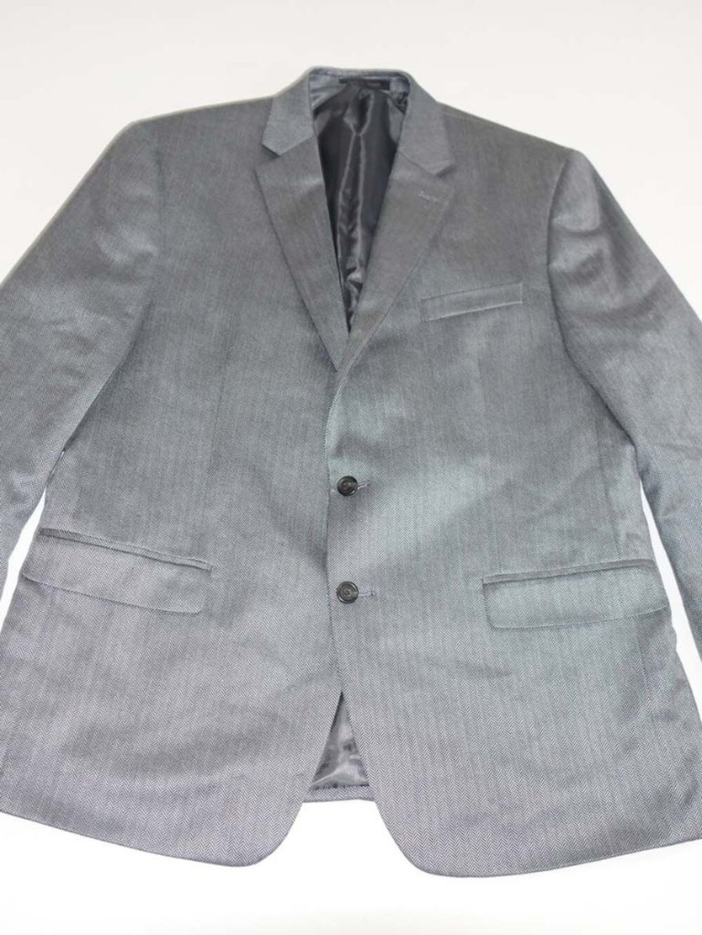 Chaps Men's Herringbone Sport Coat Size 46 Regular Gray Blazer Jacket 46R